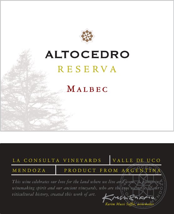 Bottle of Altocedro Malbec Gran Reserva 2019