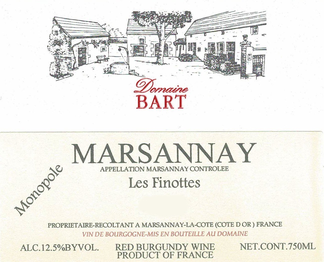 Bottle of Bart Domaine Bart Marsannay les Ouzeloy 2020