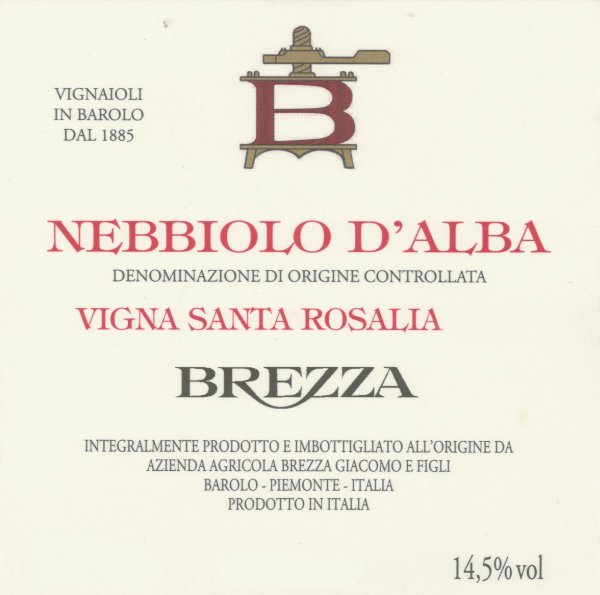 Bottle of Brezza Giacomo Brezza Barbera D'alba DOC Vigna Santa Rosalia 2021