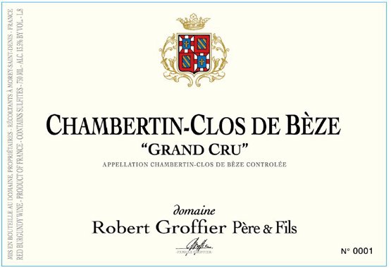 Bottle of Groffier Domaine Robert Groffier Chambertin Clos de Beze Grand Cru 2022
