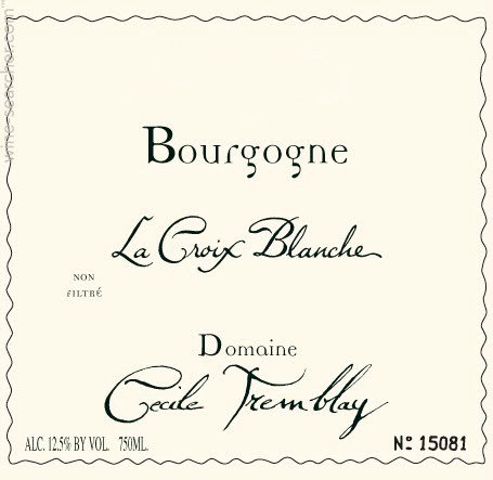 Bottle of Tremblay Domaine Cecile Tremblay Bourgogne Cote D'or 2019